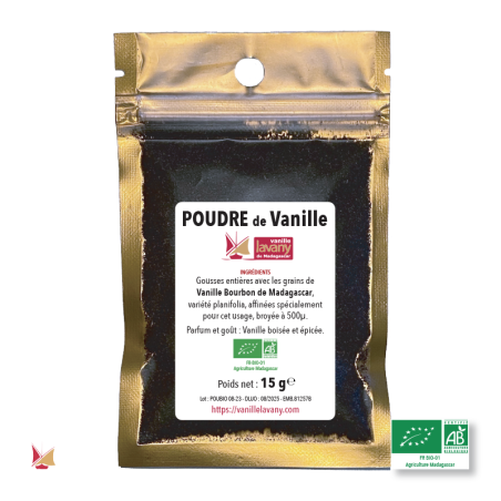 Poudre de Vanille LAVANY Biologique Bourbon de Madagascar - poids net 15 g