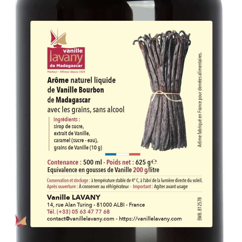 Extrait naturel liquide de Vanille Biologique LAVANY (500 ml)